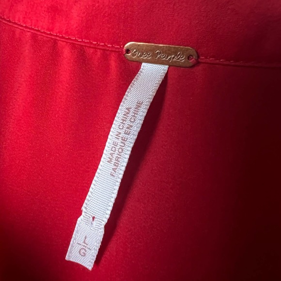 Free People The Best of Both Worlds Women's Red Blouse - size L - Picture 9 of 12